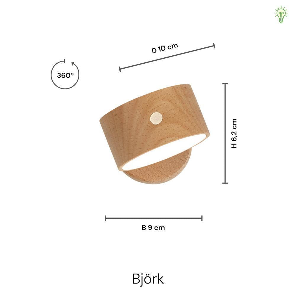 Björk Trådløs Væglampe Lyst Birketræ-Nordic Seasons-OutletLamper.dk