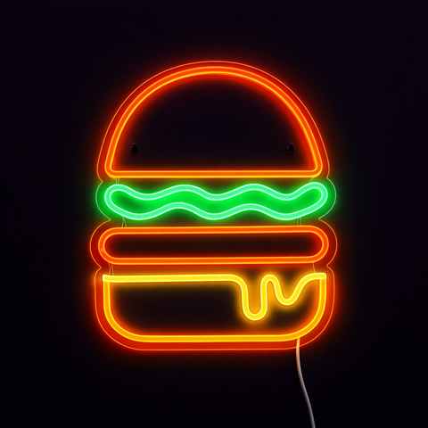 Lightish Burger Neon Vägglampa