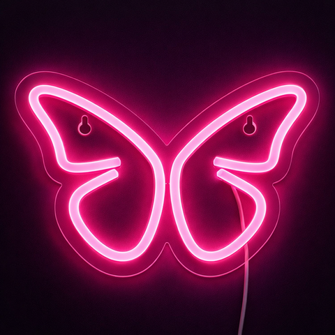 Butterfly Neon Vägglampa Rosa