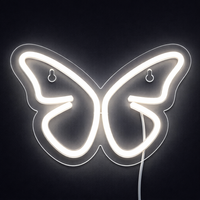 Butterfly Neon Vägglampa Varm Vit