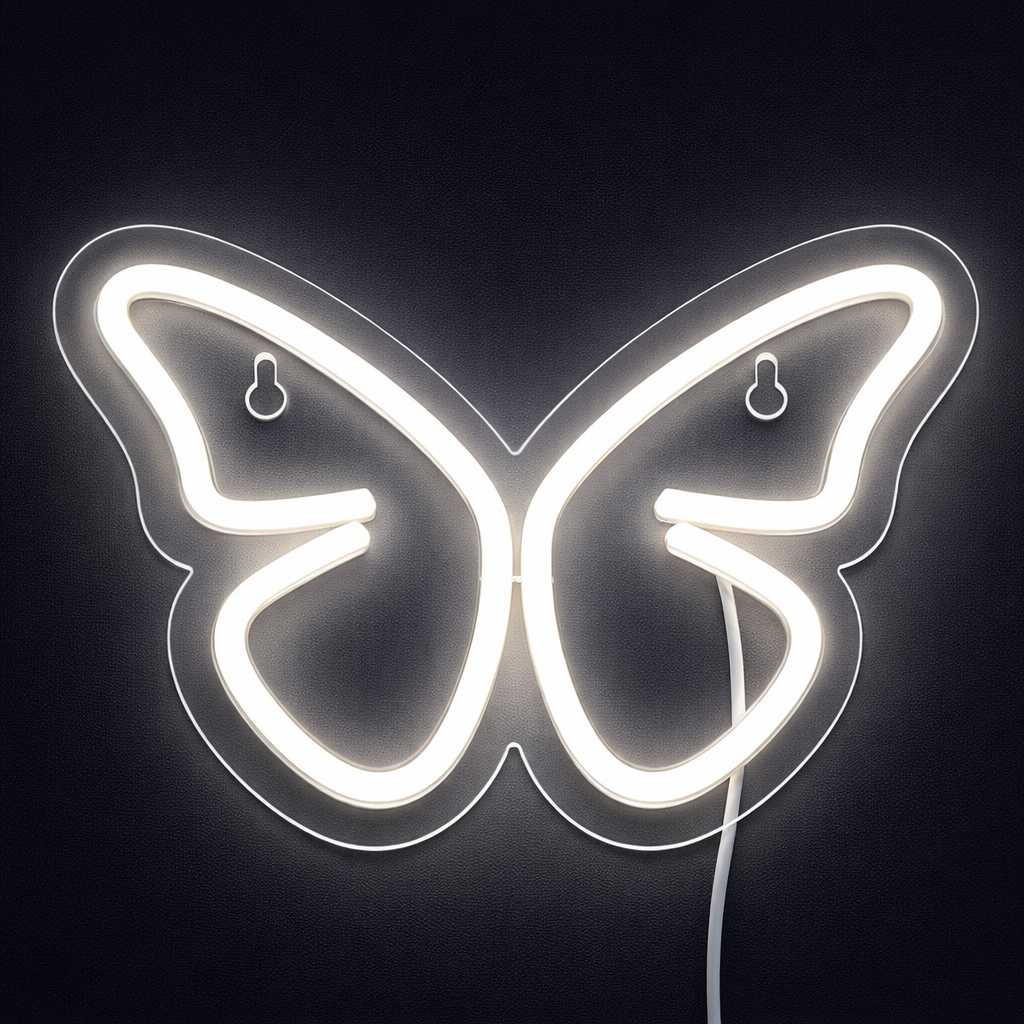 Butterfly Neon Vägglampa Varm Vit