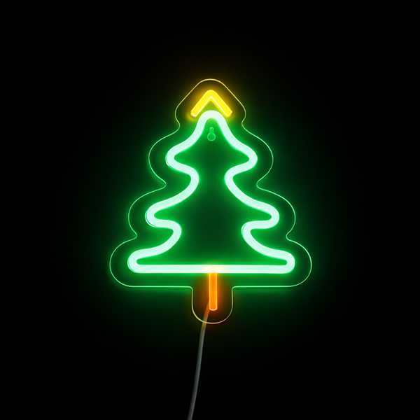 Julgran neon vägglampa