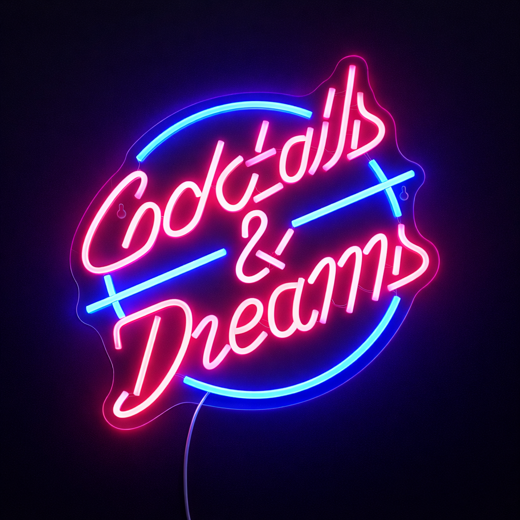 Cocktails och drömmar Neon vägglampa