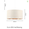 Drum Pendel Ø50 Hør/Messing