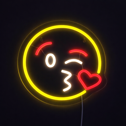 Emoji Kiss Neon Væglampe