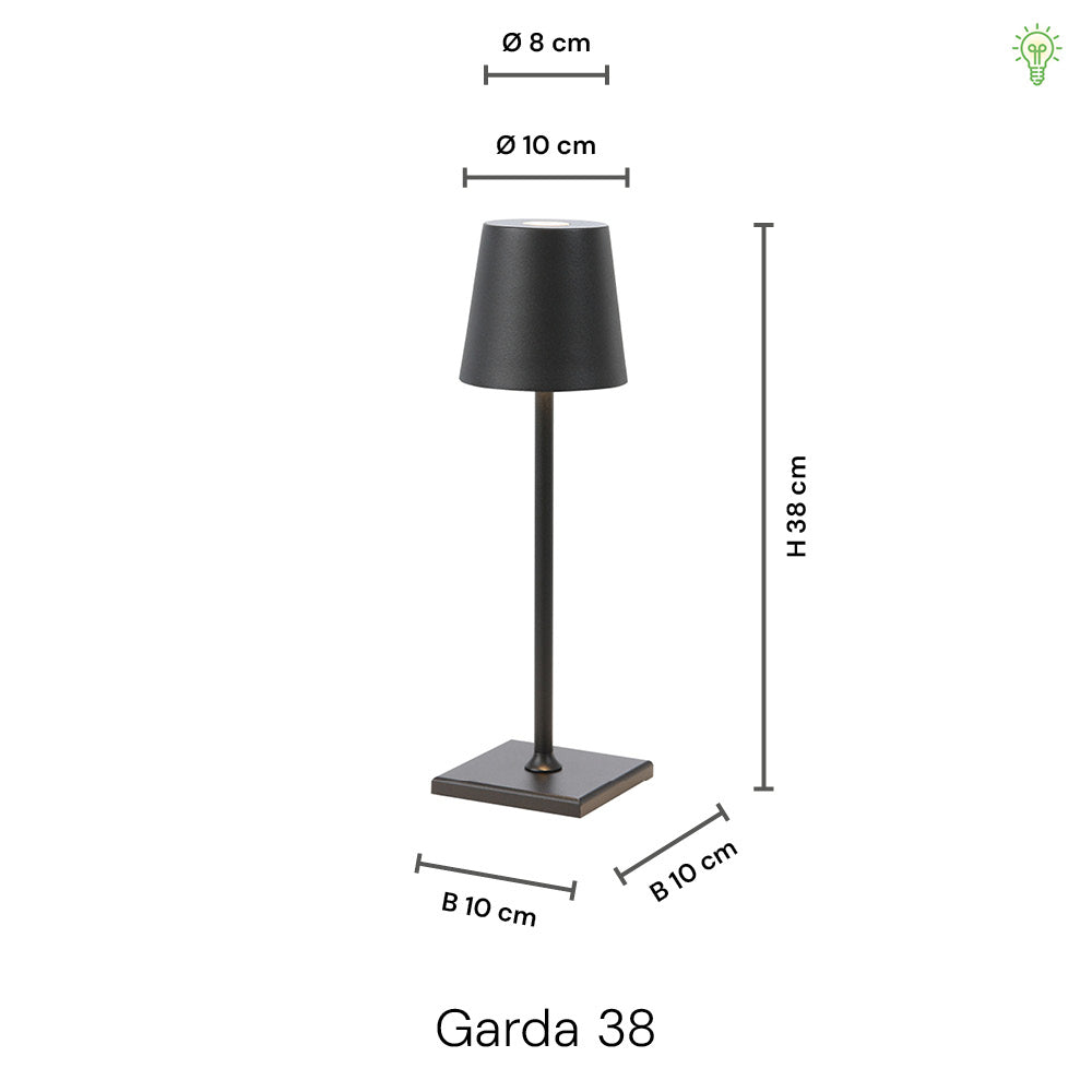 Garda LED trådlös bordslampa IP54 Svart