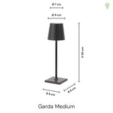 Garda Medium 30cm Trådløs Bordlampe IP54 Sort