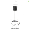 Garda Mini 24cm Trådlös Bordslampa IP54 Svart