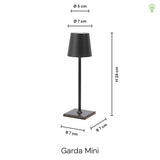 Garda Mini 24cm Trådlös Bordslampa IP54 Svart