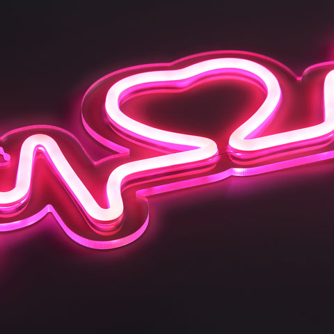 Lightish Heartbeat Neon Vägglampa Rosa