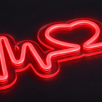 Lightish Heart Beat Röd Neon Vägglampa