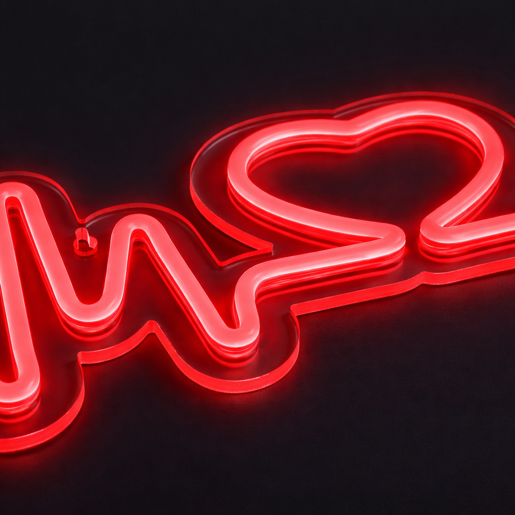 Lightish Heart Beat Röd Neon Vägglampa