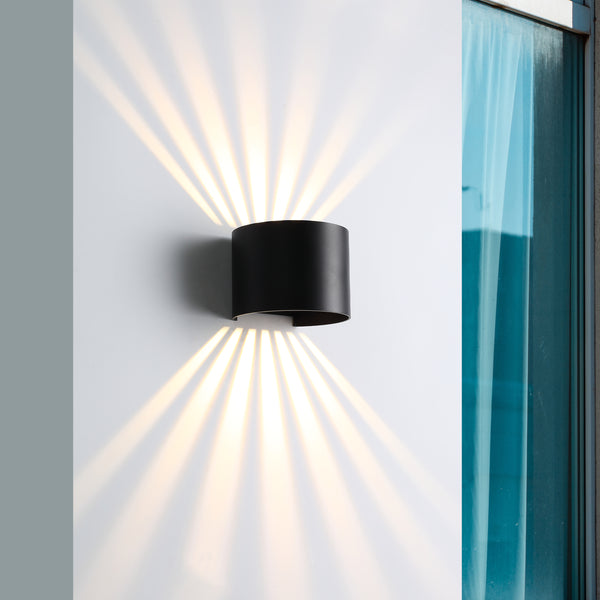 Cube Round Sunset IP65 6W Udendørs Væglampe Sort