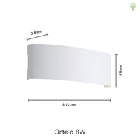 Ortelo 8W 22cm Væglampe Hvid