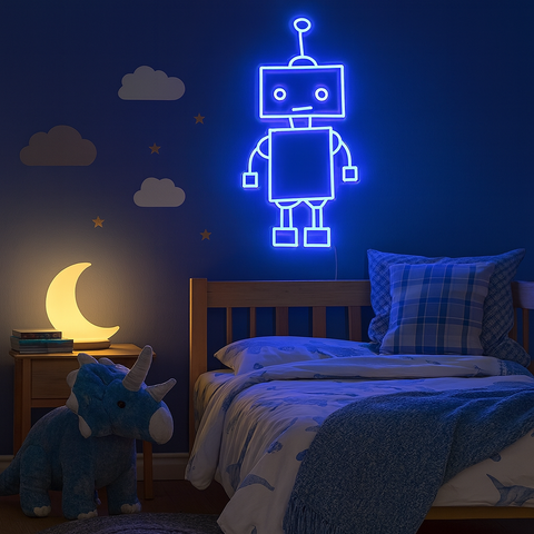 Robot Neon Væglampe Blå