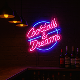 Cocktails och drömmar Neon vägglampa