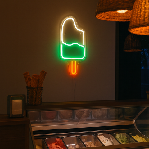 Ice Cream Neon Væglampe Grøn/Hvid