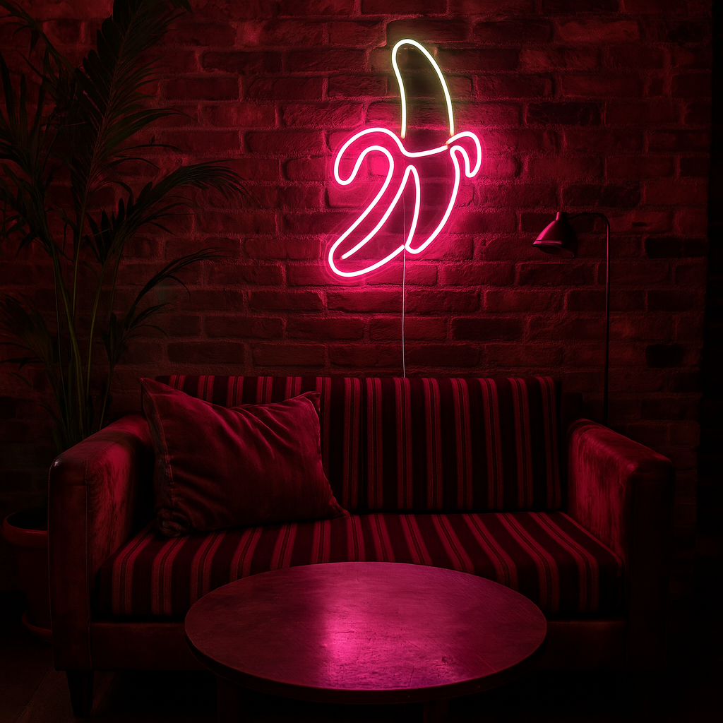 Banana Neon Væglampe Pink-Lightish-OutletLamper.dk