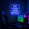 Eat Sleep Game Repeat Neon Væglampe