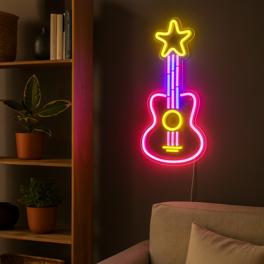 Lightish Guitar neon vägglampa