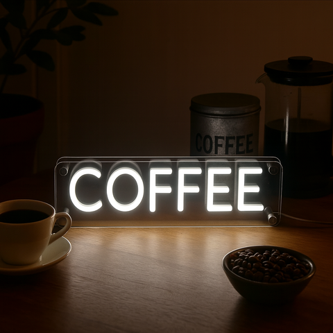 Coffee LED Neon Box Bordlampe