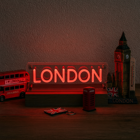 London LED Neon Box Bordlampe