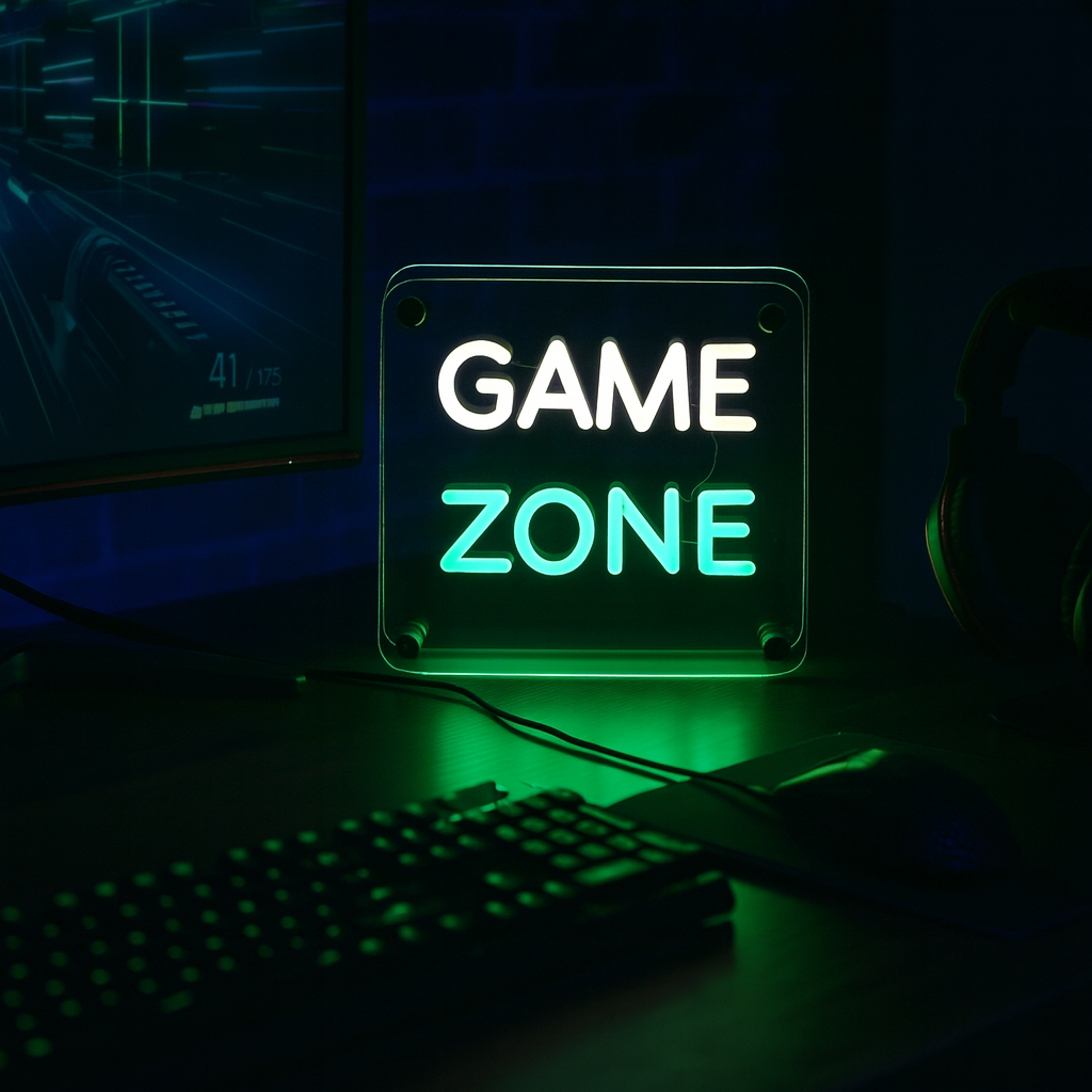 Game Zone LED Neon Box Bordlampe-Lightish-OutletLamper.dk