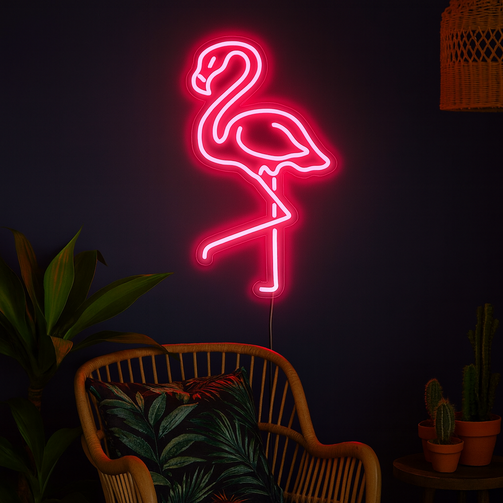 Lightish Flamingo Neon Vägglampa