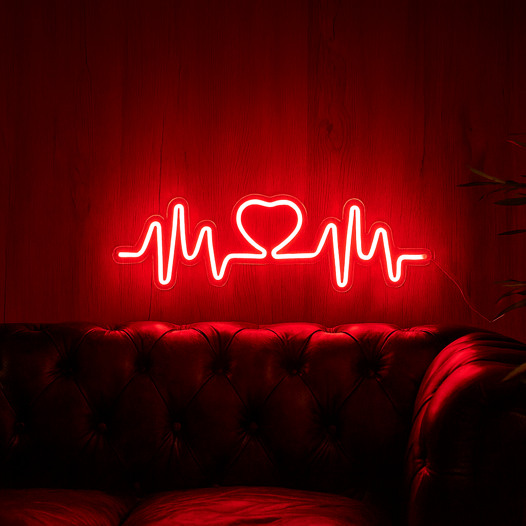 Lightish Heart Beat Röd Neon Vägglampa