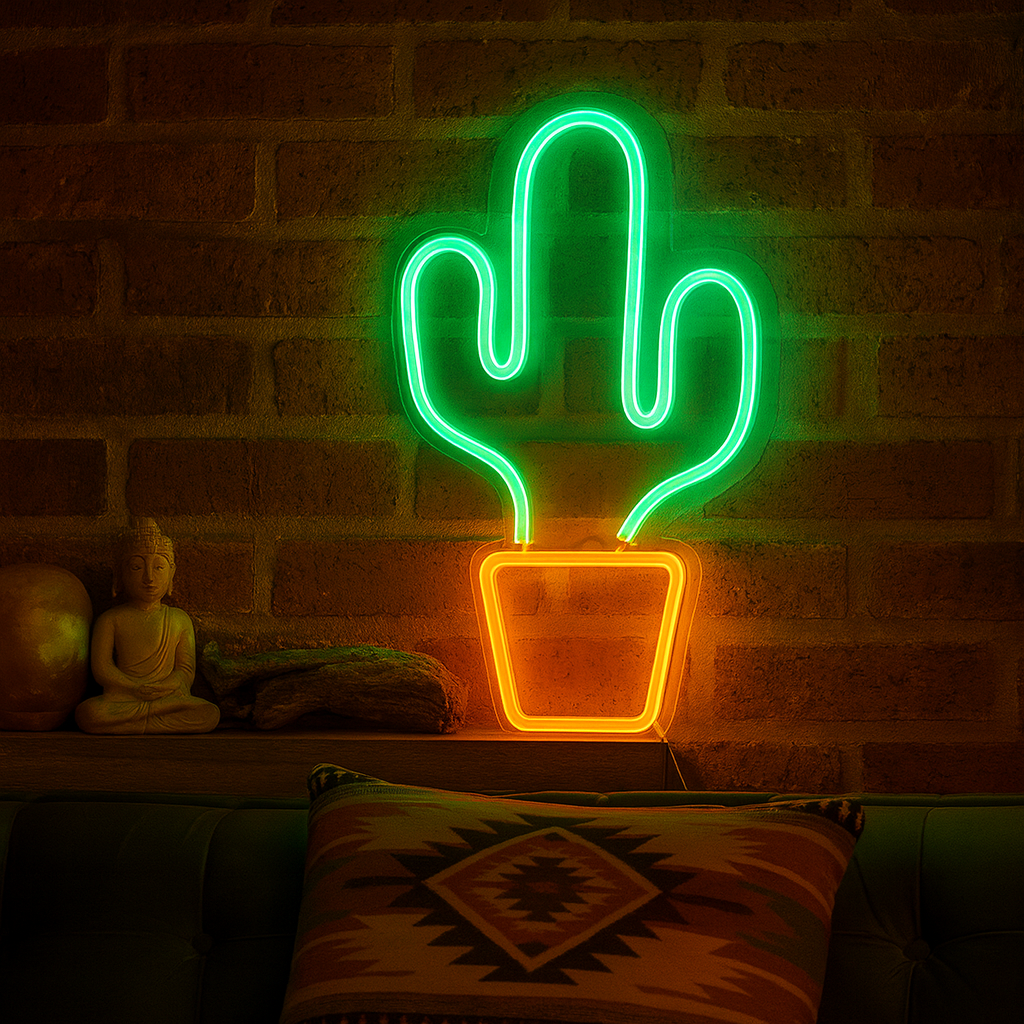 Lightish Cactus Neon Vägglampa