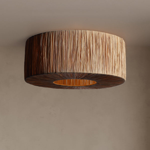 Raffia Loftlampe Ø46