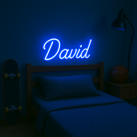 Neon Navneskilt Blå