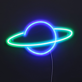 Saturn Neonskilt Blå/Grøn