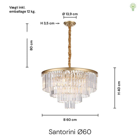 Santorini Lysekrone Ø60 Klar