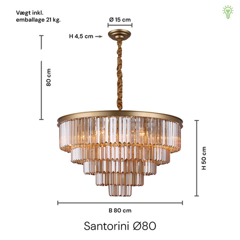 Santorini Lysekrone Ø80 Amber
