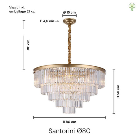 Santorini Lysekrone Ø80 Klar