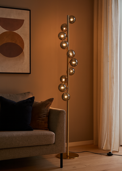 Trento Gulvlampe Messing/Smoke