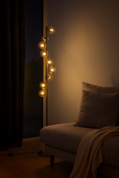 Trento Gulvlampe Messing/Amber