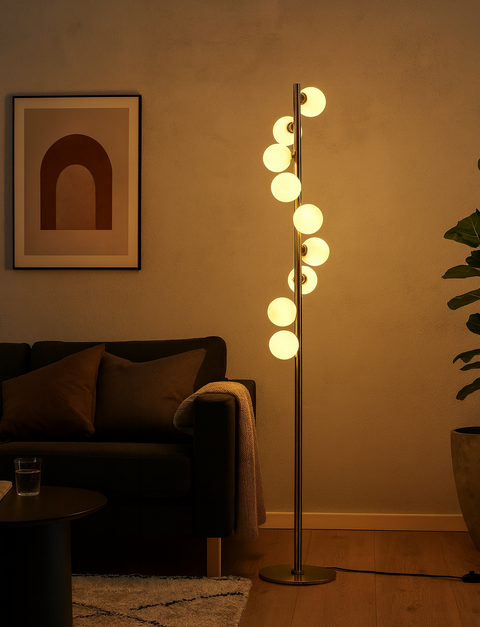 Trento Gulvlampe Messing/Opal