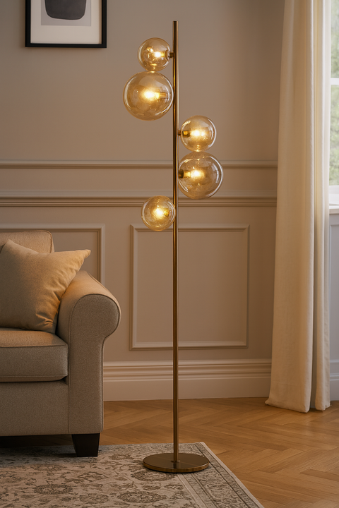 Valencia Gulvlampe Messing/Amber