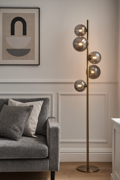 Valencia Gulvlampe Messing/Smoke