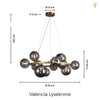 Valencia Lysekrone Messing/Smoke
