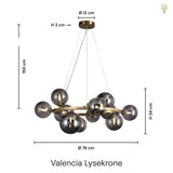 Valencia Lysekrone Messing/Smoke