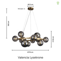 Valencia Lysekrone Messing/Smoke