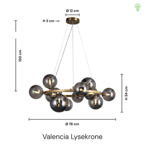 Valencia Lysekrone Messing/Smoke