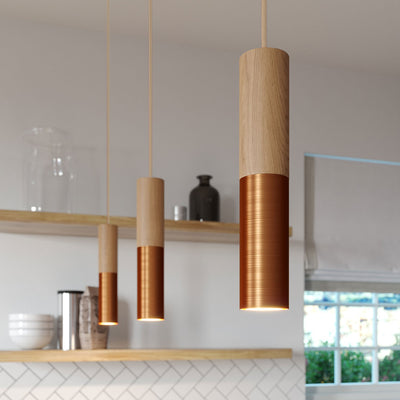 Creative Cables Tube Pendel Koppar/Trä