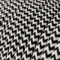 Stofledning Viskose Sort/Hvid Zig Zag