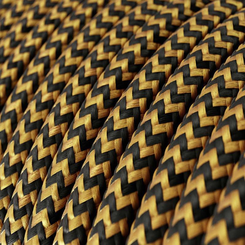 Stofledning Viskose Sort/Guld Zig Zag
