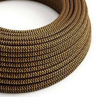 Stofledning Viskose Sort/Guld Zig Zag