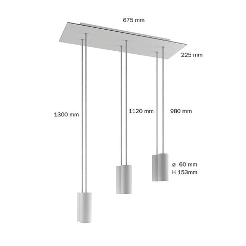 Tube 6-Light Klyngependel Messing